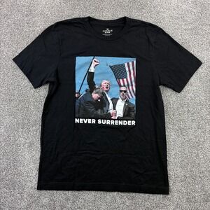 Donald Trump Never Surrender Shirt Mens XL Black Charlie Kirk Merch USA Flag